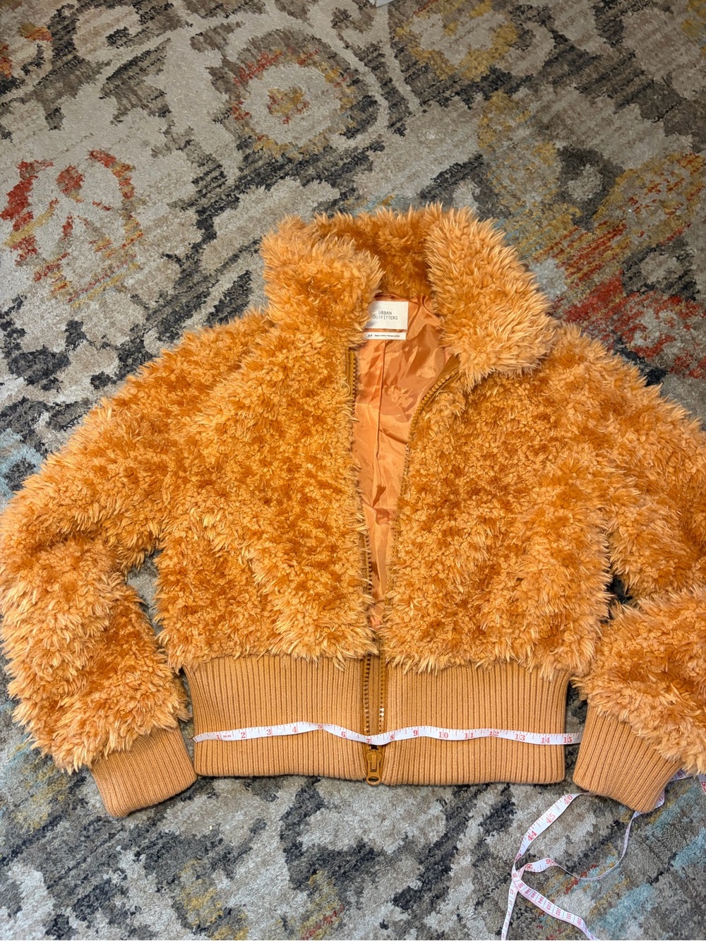 Urban Outfitters Mulvey burnt-orange faux fur cropped jacket